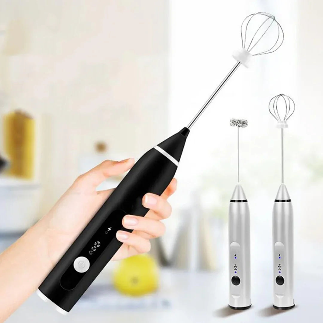Electric Coffee Mixer Rechargeable Milk Shaker Maker Frother Foamer USB Charging Egg Beater Coffee Beater Handheld 3-Speed Adjustable Blender.