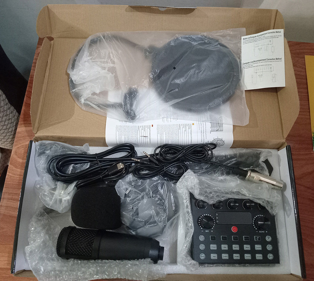 BM800 Microphone Kit Set with V10 Soundcard Big Chip Podcast Condensor Microphone Set
