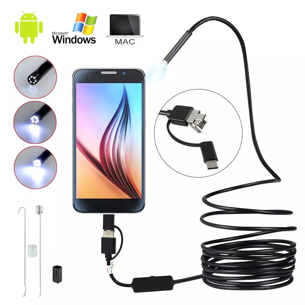 3 In 1 TYPE C/ MICRO USB/ PC ENDOSCOPE CAMERA 3.5M.