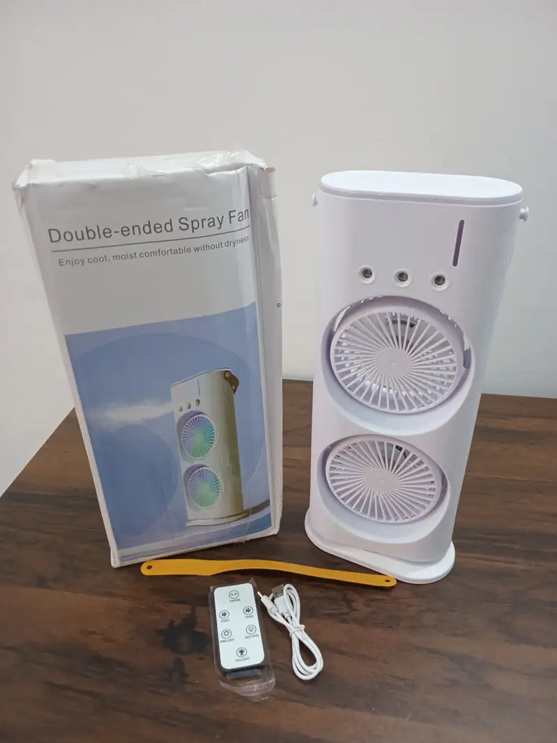 Double Fan Mist Cooler Auto Rotate 3 Speed Dual Fan Cooler Water Spray