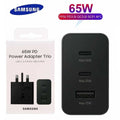65W SAMSUNG UK PIN PD POWER ADAPTOR TRIO USB C x 2PORTS, USB-A PORT.