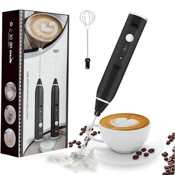 Electric Coffee Mixer Rechargeable Milk Shaker Maker Frother Foamer USB Charging Egg Beater Coffee Beater Handheld 3-Speed Adjustable Blender.