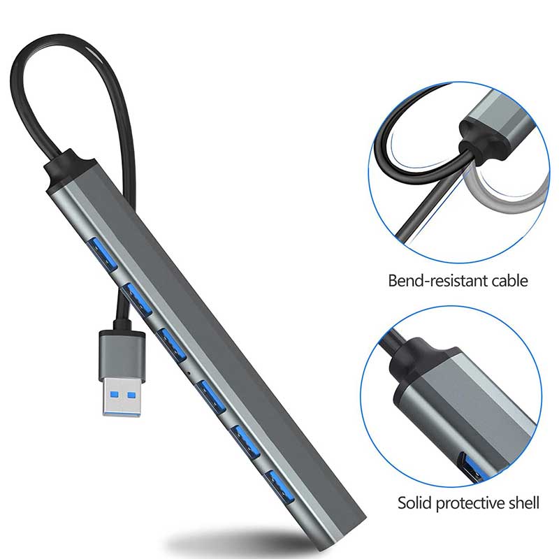 7 PORT USB 3.0 ULTRA SLIM PORTABLE HUB ALUMINUM ALLOY.