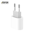 ASPOR A801 New 20W EU PIN Fast Charging Quick Charge 3.0 WHITE.