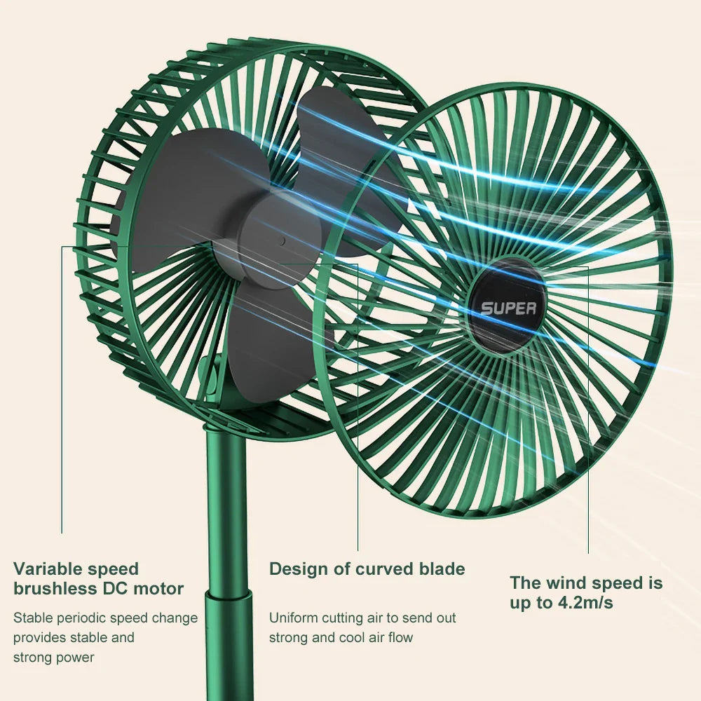 Telescopic Folding Fan Rechargeable Table Fan, Mini Electric Desktop Fan, Portable Summer Rechargeable Fan, Multifunctional Adjustable Table Fan