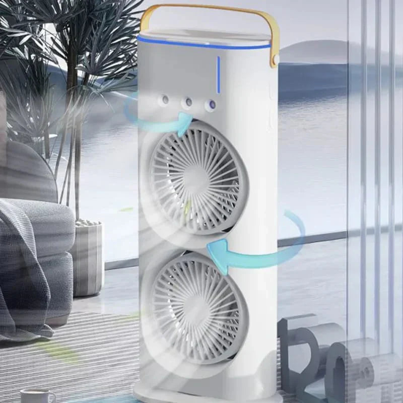 Double Fan Mist Cooler Auto Rotate 3 Speed Dual Fan Cooler Water Spray