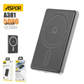 ASPOR A381 MAGNETIC PORTABLE MINI 5000MAH WIRELESS POWER BANK.