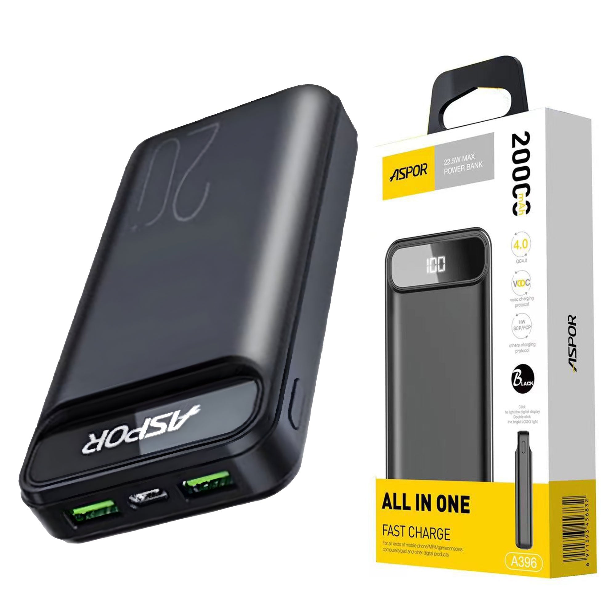 A396 ASPOR A396 PD 20000mAh PD Fast power bank