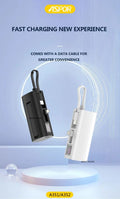 A351 Aspor A351 2IN1 IPHONE & TYPE-C Flexible Portable Mini 5000mAh Power Bank
