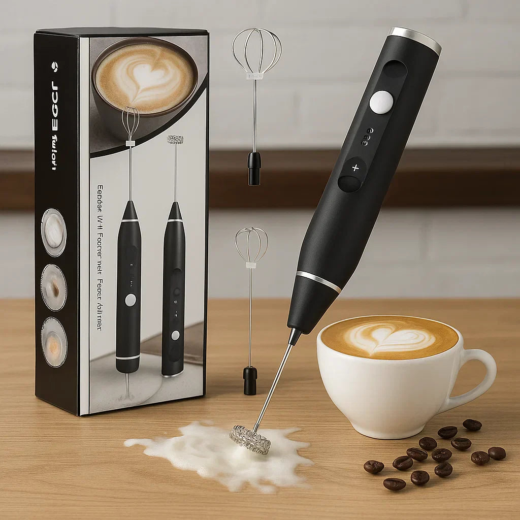 Electric Coffee Mixer Rechargeable Milk Shaker Maker Frother Foamer USB Charging Egg Beater Coffee Beater Handheld 3-Speed Adjustable Blender.