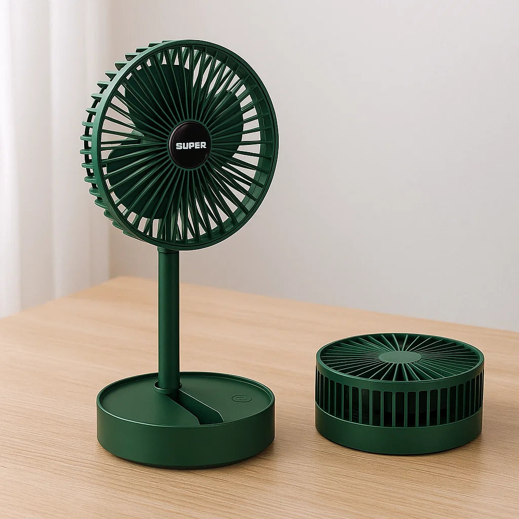 Telescopic Folding Fan Rechargeable Table Fan, Mini Electric Desktop Fan, Portable Summer Rechargeable Fan, Multifunctional Adjustable Table Fan