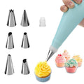 Silicone Icing Cream Pastry Bag and 6 Pcs Piping Nozzle Set for Cake Decorating, Stainless Steel