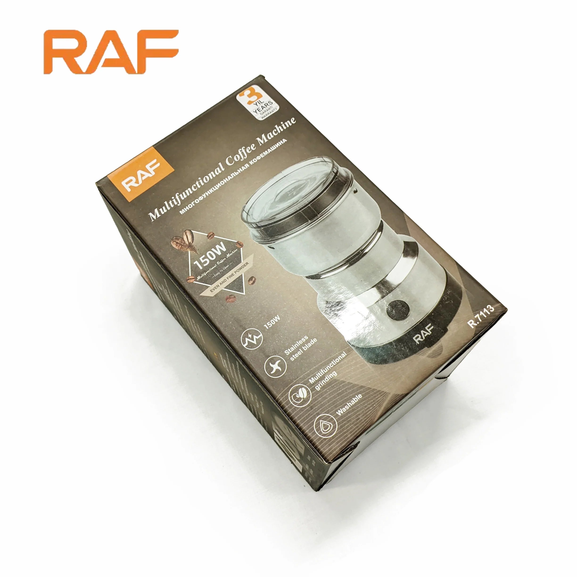RAF Mini Electric Grinder 2 in 1 R-7126 Stainless Steel Grder For Coffee beans, Spices, Masala Grinding Machine 220Vin,