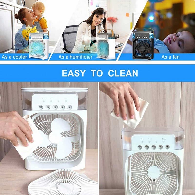 Mini Cooling Mist Fan 5 Hole Cooler Mist Fan 10 inch 3 Speed with Timer