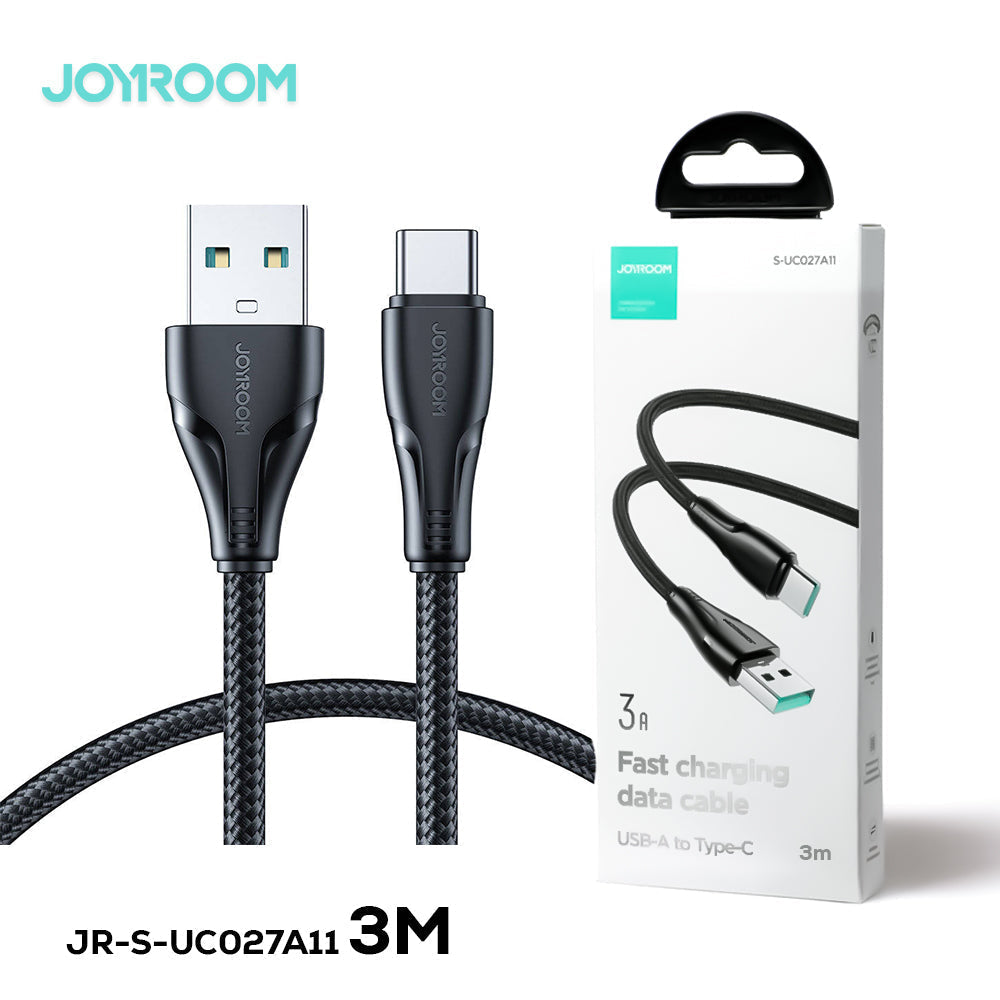 JOYROOM S-UC027A11 SURPASS SERIES 3A USB-A TO TYPE-C FAST CHARGING DATA CABLE 3M-BLACK.