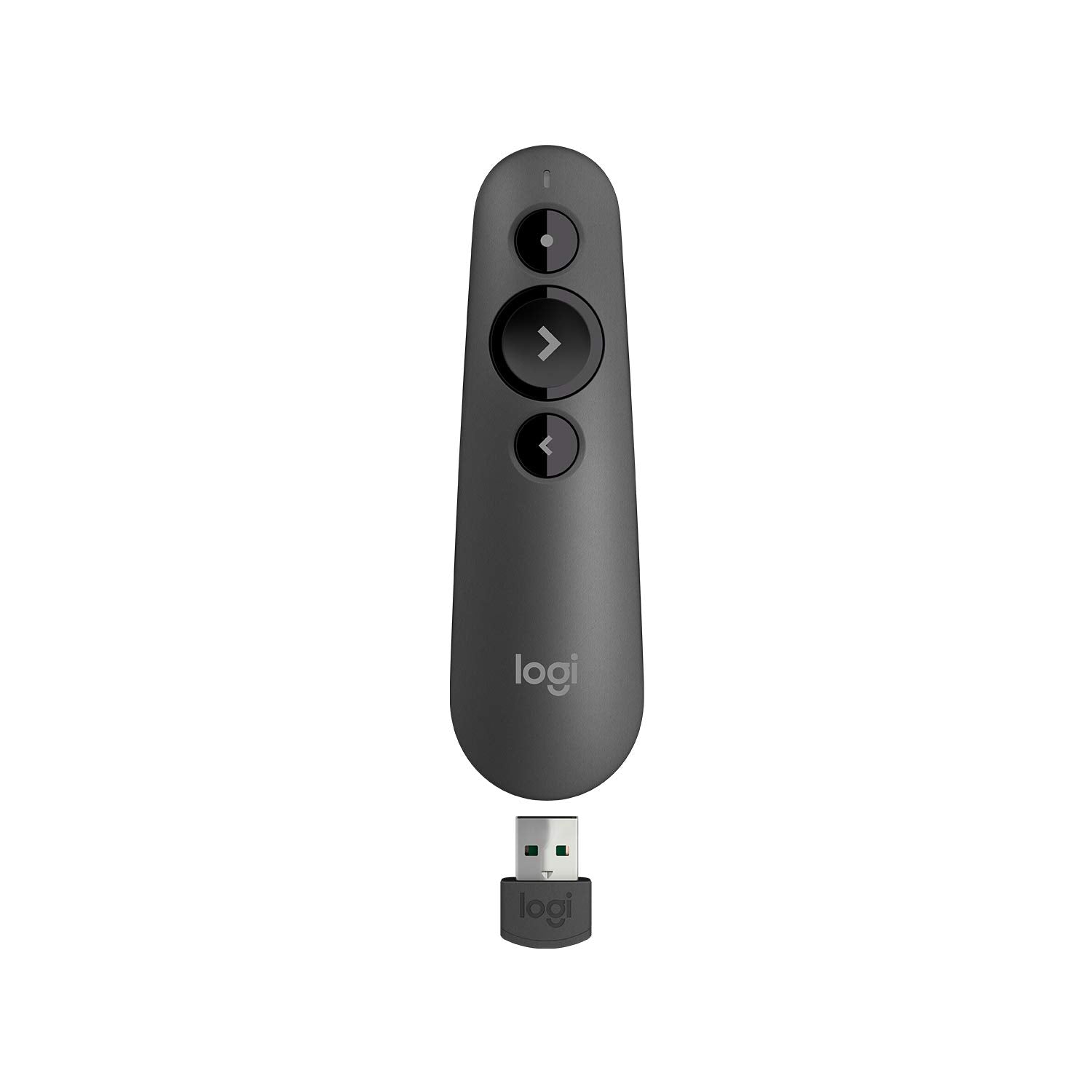 Logitech R500 Laser Presentation Remote Clicker with Dual Connectivity Bluetooth or USB for Powerpoint, Keynote, Google Slides, Wireless Presenter.