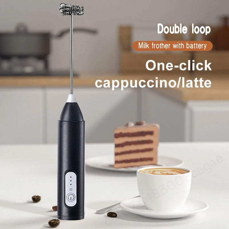 Electric Coffee Mixer Rechargeable Milk Shaker Maker Frother Foamer USB Charging Egg Beater Coffee Beater Handheld 3-Speed Adjustable Blender.