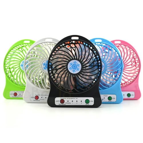 Compact USB Charging Mini Table Fan with Speed Control.