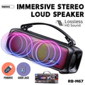 REMAX RB-M67 PORTABLE SUPER BASS WIRELESS SPEAKER WITH RGB LIGHTS.