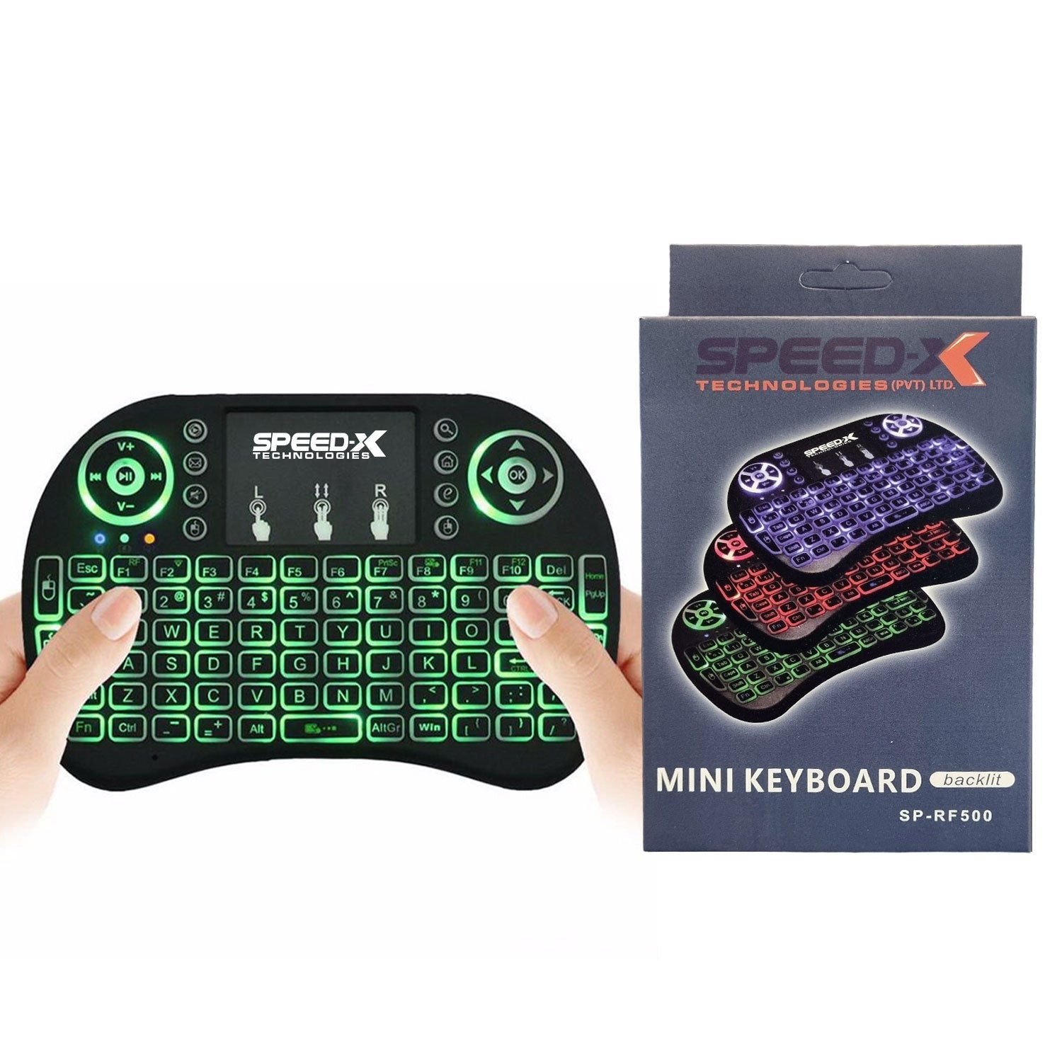 SPEEDX RF 500 MINI TOUCH PAD WIRELESS WITH BACKLIGHT KEYBOARD MOUSE.